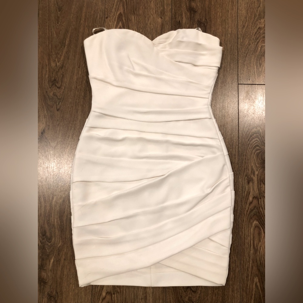 BCBG MaxAzria white strapless dress